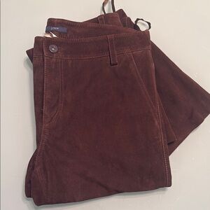 J.Crew 100% Suede Leather pants Brown Flared Pants. New without tags, never worn